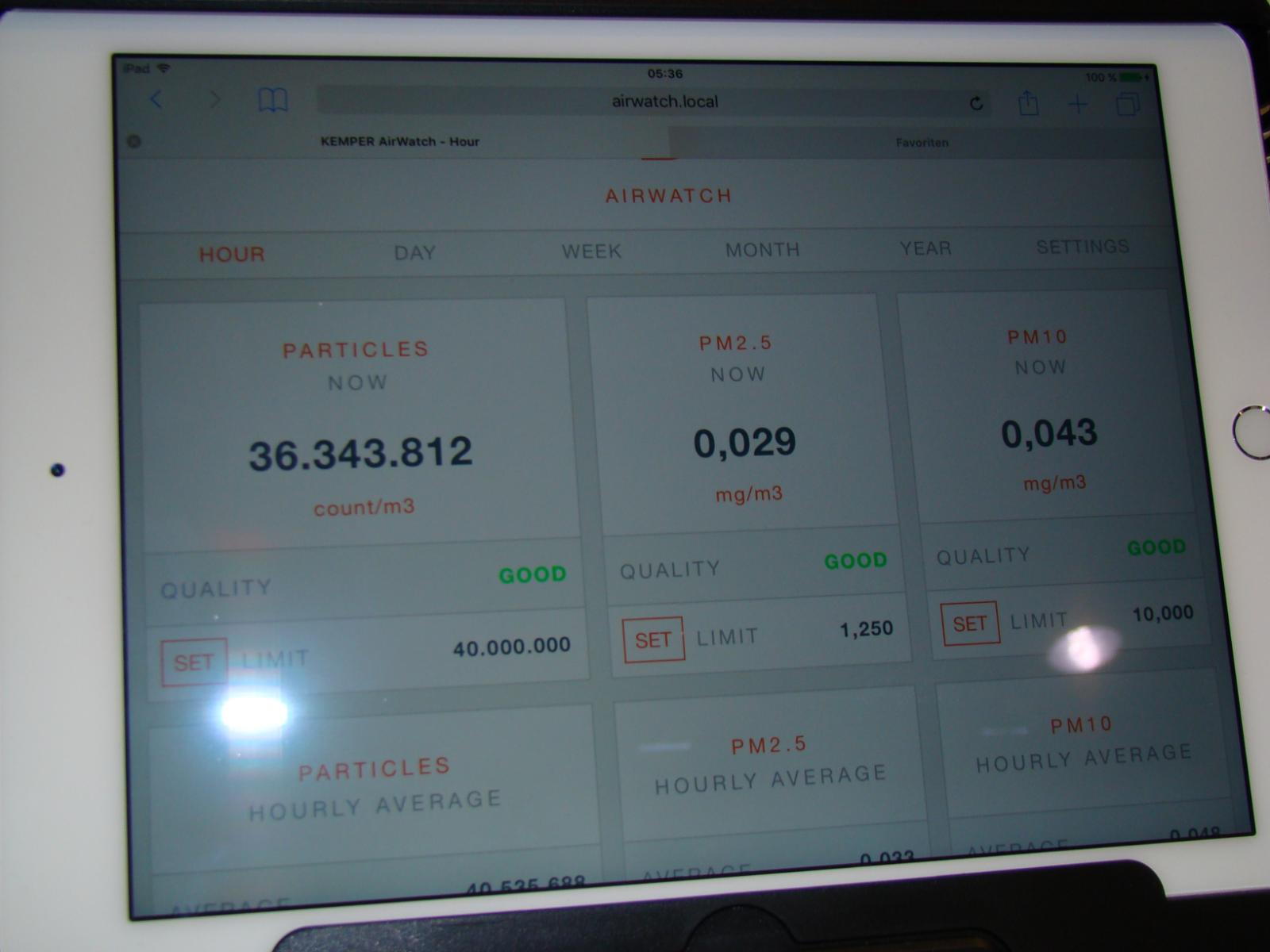 AirWatch monitoring powietrza online tablet